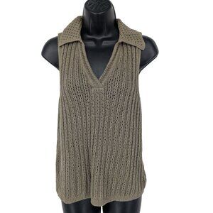 Vintage DKNY Crochet Polo Top Women Size M Open Knit Preppy Y2K Coastal Academia